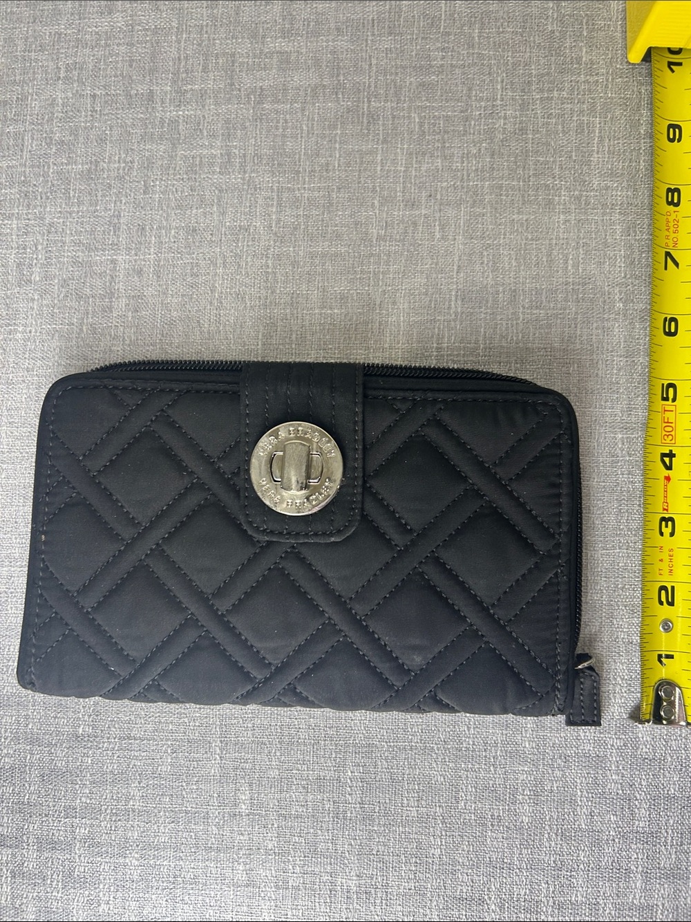 Vera Bradley Black Quilted Zip-Around Wallet with Turn-Lock Closure - Picture 3 of 10